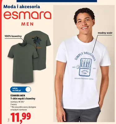 T-shirt męski z bawełny Esmara Men promocja w Lidl