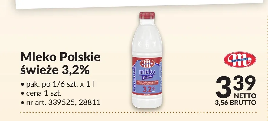 Mleko Polskie świeże 3,2% promocja w Makro