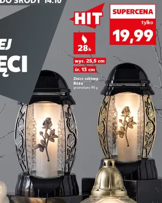 Znicz szklany róża promocja w Kaufland
