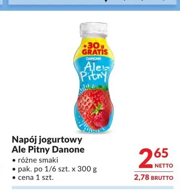 Napój jogurtowy Ale Pitny Danone promocja w Makro