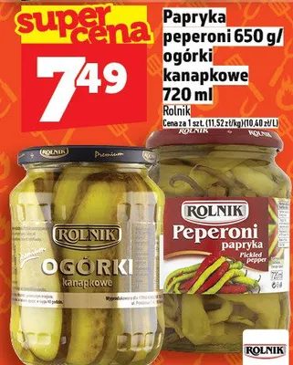 Papryka peperoni 650g / ogórki kanapkowe 720ml promocja w TOPAZ