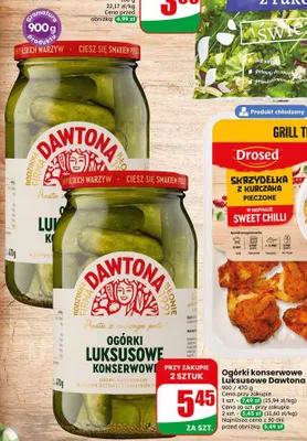 Ogórki konserwowe Luksusowe Dawtona promocja w Dino