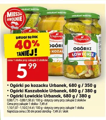 Ogórki Kaszubskie Urbanek 680g promocja w Twój Market