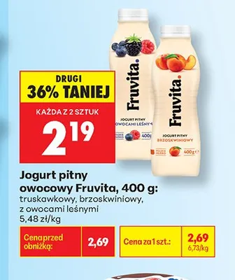 Jogurt pitny owocowy Fruvita truskawkowy promocja w Biedronka
