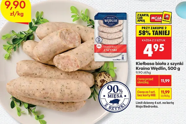 Kiełbasa biała z szynki promocja w Biedronka