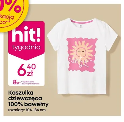 Koszulka dziewczęca 100% bawełny promocja w Pepco