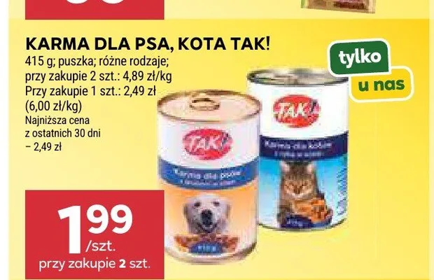 Karma dla kota TAK! promocja w Stokrotka