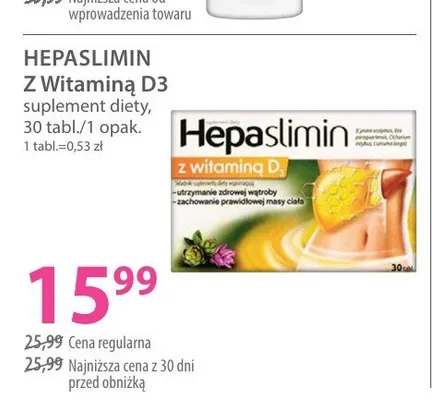 Suplement diety Hepaslimin z witaminą D3 promocja w Hebe