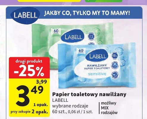 Papier toaletowy nawilżany Labell Sensitive promocja w Intermarche