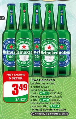 Piwo Heineken butelka bezzwrotna promocja w Dino