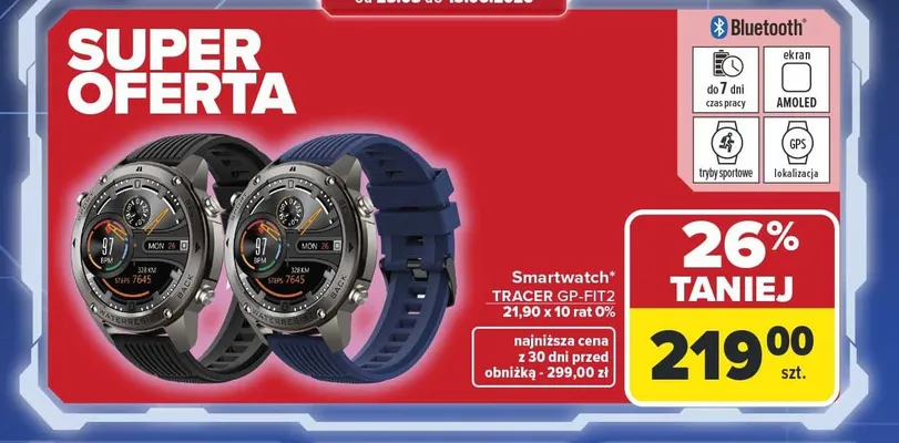 Smartwatch TRACER GP-FIT2 promocja w Carrefour