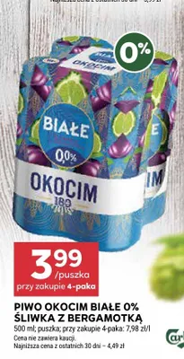 Piwo bezalkoholowe Okocim Białe Śliwka z Bergamotką promocja w Stokrotka