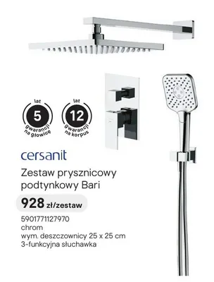Zestaw prysznicowy podtynkowy Cersanit Bari chrom promocja w Castorama