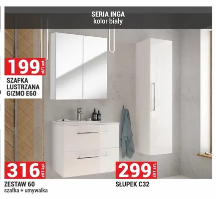 Zestaw szafka z umywalką Inga 60 promocja w Merkury Market