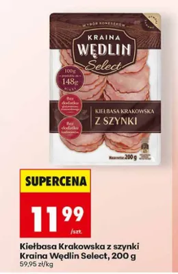 Kiełbasa Krakowska z szynki Kraina Wędlin Select promocja w Biedronka