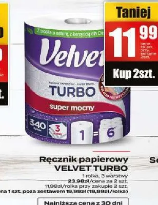 Ręcznik papierowy Velvet Turbo super mocny promocja w Supeco