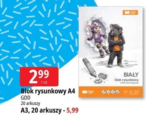 Blok rysunkowy A3 Happy Color 20 arkuszy promocja w Leclerc