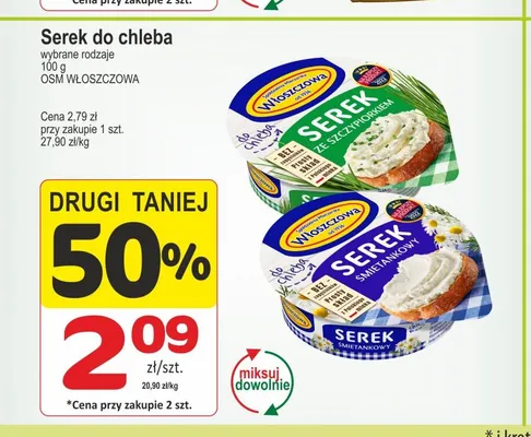 Serek do chleba ze szczypiorkiem Włoszczowa promocja w Marketvita