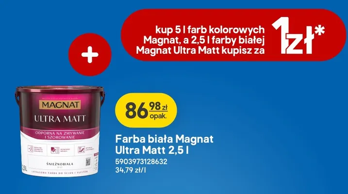 Farba biała Magnat Ultra Matt promocja w Castorama