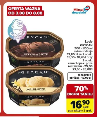 Lody waniliowe Grycan promocja w Carrefour Market