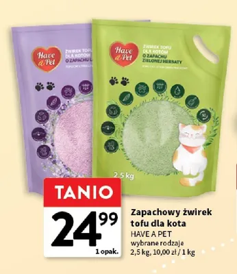 Żwirek tofu dla kota o zapachu lawendy Have A Pet promocja w Intermarche