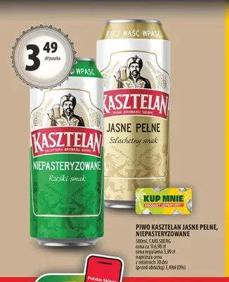 Piwo Kasztelan Jasne Pełne promocja w Arhelan