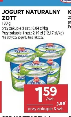 Jogurt naturalny Zott Primo promocja w Stokrotka