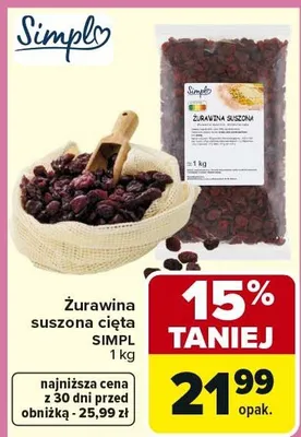 Żurawina suszona cięta promocja w Carrefour