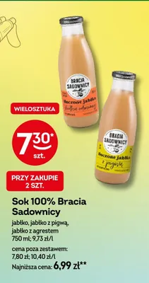 Sok 100% tłoczone jabłko z agrestem Bracia Sadownicy promocja w Żabka