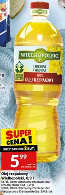 Olej rzepakowy Wielkopolski, 0,9 l promocja w Twój Market