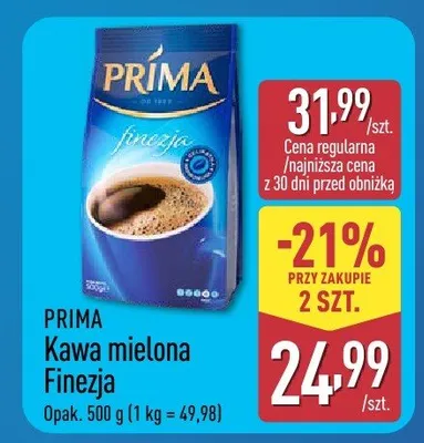 Kawa mielona Finezja500 g promocja w Aldi