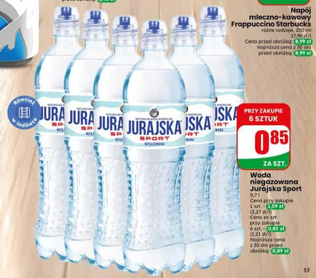 Woda niegazowana Jurajska Sport promocja w Dino