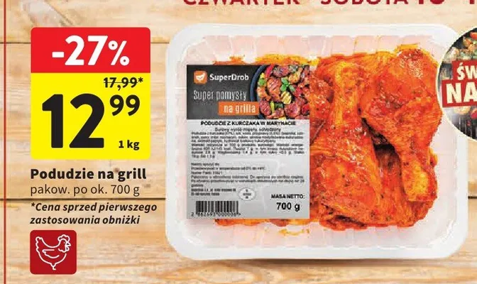 Podudzie z kurczaka w marynacie na grill SuperDrob promocja w Intermarche