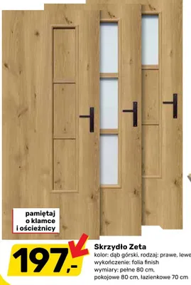 Skrzydło Zeta dąb górski folia finish pełne 80cm promocja w Bricomarche