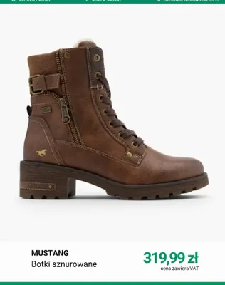 Botki sznurowane Mustang promocja w Deichmann