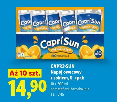 Napój owocowy z sokiem Capri-Sun pomarańcza-brzoskwinia 10-pak promocja w Lidl