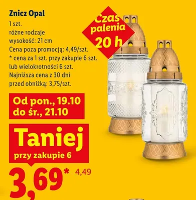 Znicz Opal 21 cm promocja w Lidl