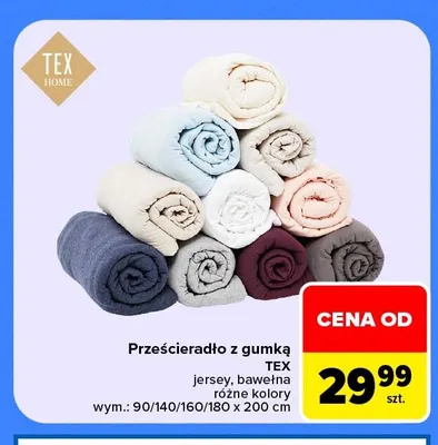 Prześcieradło z gumką bawełna Tex promocja w Carrefour