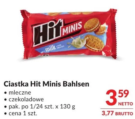 Ciastka Hit Minis Bahlsen mleczne czekoladowe promocja w Makro