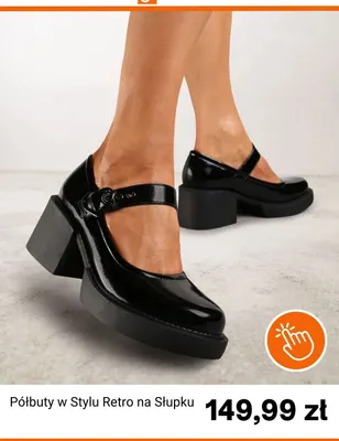 Półbuty w stylu retro na słupku promocja w Born2be