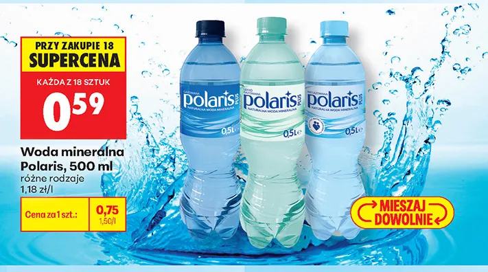 Woda mineralna niegazowana Polaris promocja w Biedronka