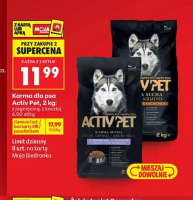 Karma dla psa Activ Pet z jagnięciną promocja w Biedronka