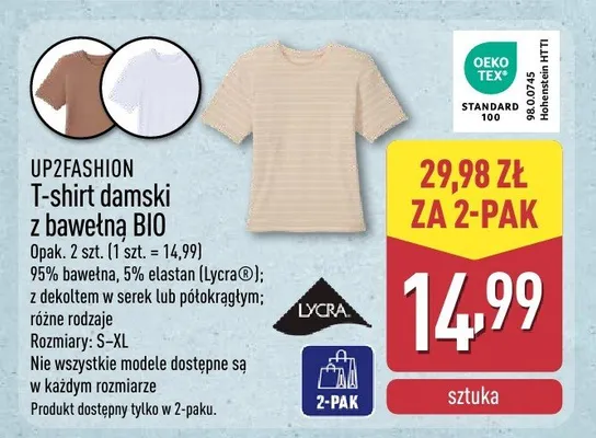 T-shirt damski z bawełną BIO promocja w Aldi