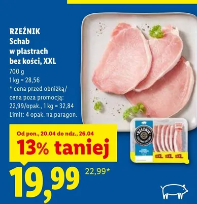 Schab w plastrach bez kości XXL promocja w Lidl