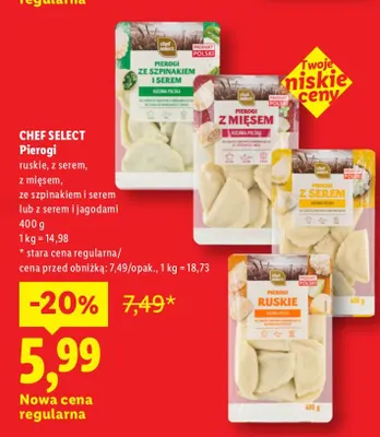 Pierogi ruskie Chef Select promocja w Lidl