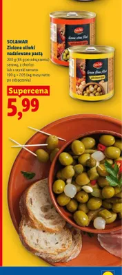 Zielone oliwki nadziewane pastą serową SOL&MAR promocja w Lidl