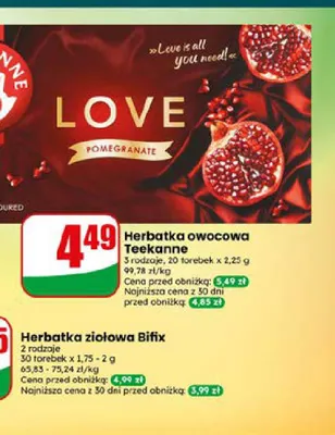 Herbatka owocowa Teekanne Love Pomegranate promocja w Dino
