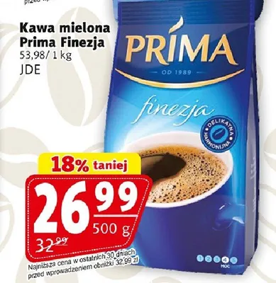 Kawa mielona Prima Finezja promocja w Prim Market