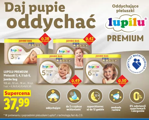 Pieluszki 3, 4, 5 lub 6, jumbo bag promocja w Lidl