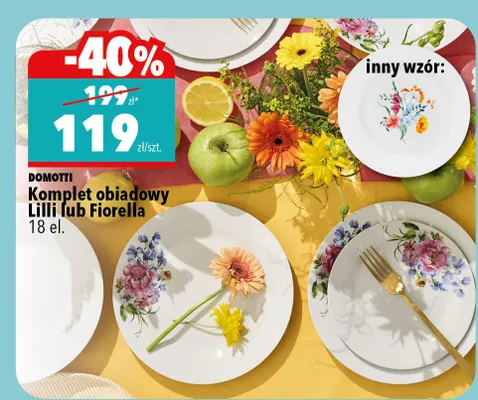 Komplet obiadowy Lilli lub Fiorella 18 el. Domotti promocja w Biedronka Home